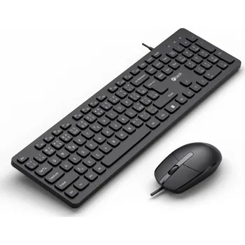 Počítač Klávesnice C-TECH KBM-105, drátový combo set s myší, USB, CZ/SK
