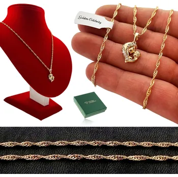 Náhrdelník ZLATÝ NÁHRDELNÍK Z CHIRURGICKÉ OCELI + ŘETÍZEK 18K ZIRKONY 45CM