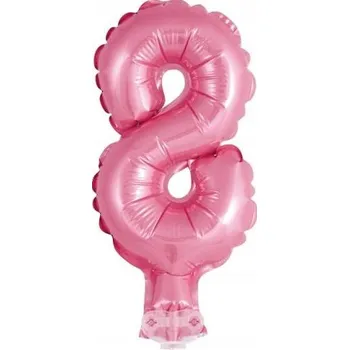 Foliový balónek Číslice 8 na tyčce Růžový 13 cm