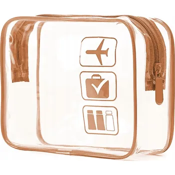 Kosmetická taška Kosmetická taštička DKM Průhledná kosmetická taštička zlatá bezbarvá