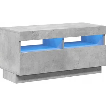 Televizní stolek TV stolek šedo-betonový 80 x 35 x 40 cm s RGB LED osvětlením