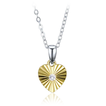 Náhrdelník MINET Decentní pozlacený stříbrný náhrdelník srdce se zirkonem