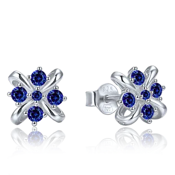 Náušnice MINET Elegantní stříbrné náušnice s modrými zirkony