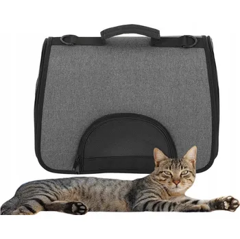 přepravka pro zvíře Taška transportní 41 cm přepravka pro psa kočku velká XL šedá přes rameno