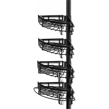 Koupelnový nábytek Teleskopická sprchová police černá, bez vrtání