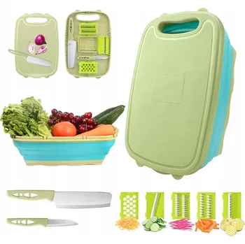 Kuchyňské prkénko MULTIFUNKČNÍ KRÁJECÍ PRKÉNKO 9V1 SEKÁČEK NA ZELENINY + NOŽE