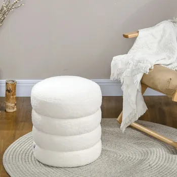 Stolička Kulatá čalouněná stolička, průměr 40 cm | krémově bílá