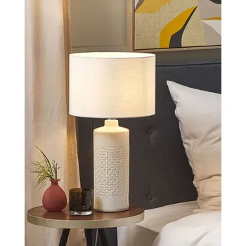 Osvětlení Stolní lampa krémově bílá keramická 59 cm skandinávský styl noční osvětlení stínidlo texturovaná lesklá obývací pokoj ložnice Beliani