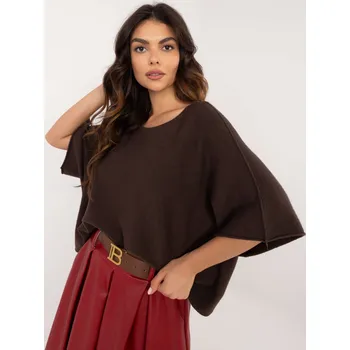 Dámský svetr Hnědý dámský oversize svetr s krátkým rukávem IT-SW-0811.82P-brown Velikost: ONE SIZE