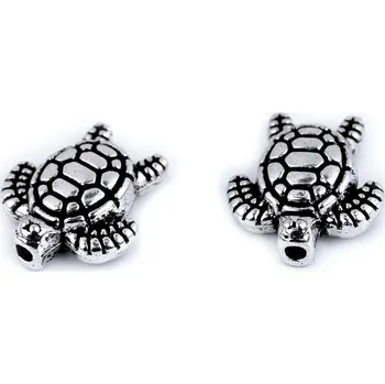 Přívěsek Kovová ozdoba mořská želva 12x13 mm, barva platina s patinou