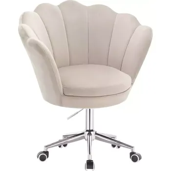 LuxuryForm DESIGN Kosmetické křeslo FREY VELUR na stříbrné podstavě s kolečky - latte