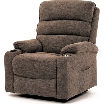 Křeslo TV křeslo ABBY s elektrickým polohováním — pohupování, látka, béžovo-hnědá