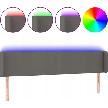 LED čelo postele šedé 203x78/88 cm - vysoce kvalitní kůže