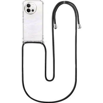 Pouzdro na mobilní telefon Kryt Vivo V40 Lite 5G s černou šňůrkou průhledný (obal neboli pouzdro na Vivo V40 Lite 5G)