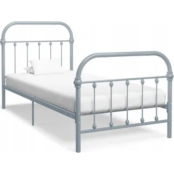 Postel Kovový rám postele šedý 213 x 101 x 109 cm, vhodný pro matrace 90 x 200 cm