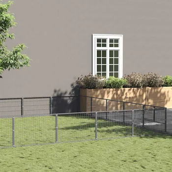 ohrádka pro psa zahrada-XL Psí kotec stříbrný 45 m² ocel 3082167