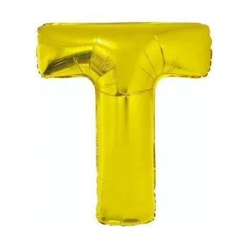 Balónek Foliový balónek písmeno T zlatý metalíza 85 cm 1 Ks