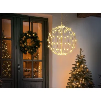 Bytová dekorace Zahradní závěsná dekorace stříbrný kovový rám LED baňka vnitřní venkovní Beliani