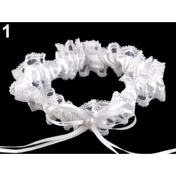 Podvazkový pás Svatební podvazek krajkový šíře 3,5 cm - 1 (3,5 cm) bílá