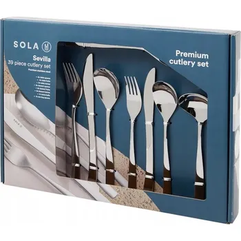Příbor Prémiová sada příborů s logem Sola, z nerezové oceli, 39 kusů