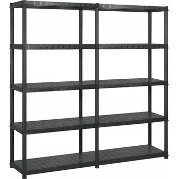 Knihovna Plastový regál, 5 polic, černý, 85x40x185 cm