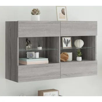 Komoda vidaXL Nástěnná TV skříňka s LED osvětlením 98,5 x 30 x 60,5 cm [837111] Barva: šedá sonoma