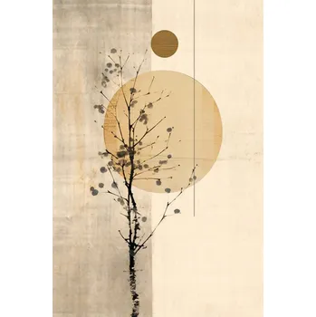 Plakát Plakát, Obraz - Neutral Abstract Japandi Beige Watercolor Painting