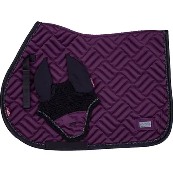 KENTAUR Podsedlová dečka Kentaur SATIN s kroucenou šňůrkou + náušníky švestková full