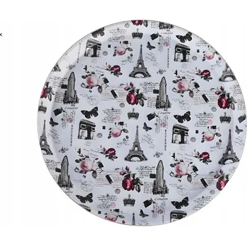 Podnos na servírování jednohubek na kávu, velký, protiskluzový, kulatý, 28 cm motiv