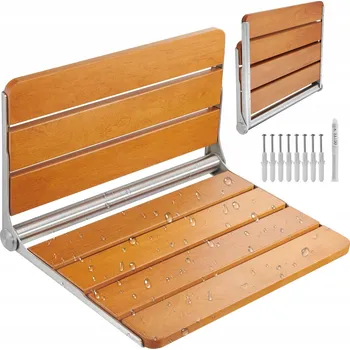 Koupelnové sedátko Skládací sprchové sedátko z teakového dřeva - nosnost 500 kg