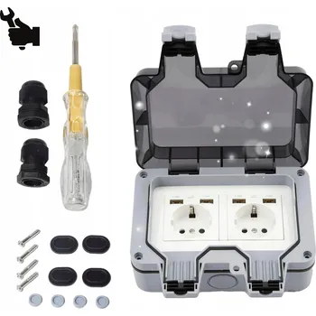 Elektrická zásuvka EXTERNÍ ZÁSUVKA IP66 VODOTĚSNÁ ABS ZAHRADA DÍLNA