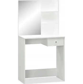 Toaletní stolek Toaletní Stolek matný bílý 75x40x141 cm s velkým zrcadlem a zásuvkou