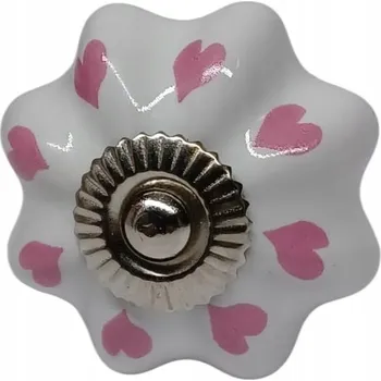 Nábytkové kování DEKORAČNÍ KERAMICKÁ ÚCHYTKA KNOFLÍK NA NÁBYTEK DVEŘE SKŘÍNĚ ZÁSUVKY SRDCE