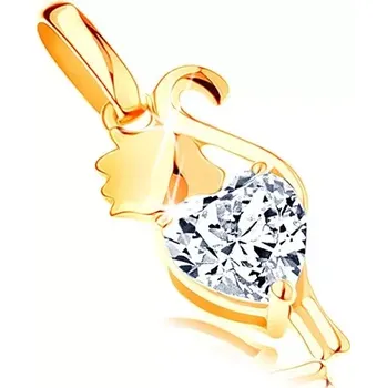 Přívěsek Přívěsek ze žlutého 14K zlata - kočička se zirkonovým srdíčkem