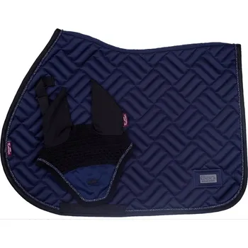 KENTAUR Podsedlová dečka Kentaur SATIN s kroucenou šňůrkou + náušníky modrá full