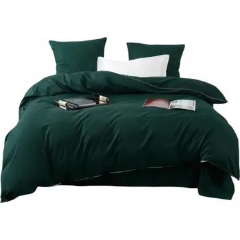 Povlečení POVLEČENÍ BAVLNA SATÉN 160x200 CM + 2 POVLEČENÍ NA POLŠTÁŘE S OZDOBNÝM LEMEM, ZELENÁ SADA