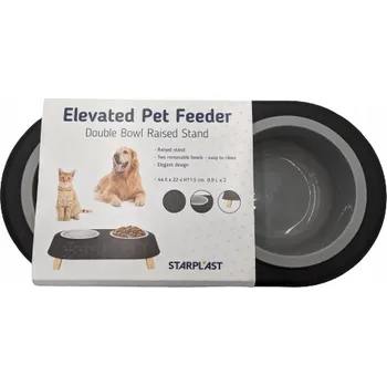 Miska pro psa Sada dvou plastových misek PRO PSA STARPLAST ČERNÁ 900 ml x2