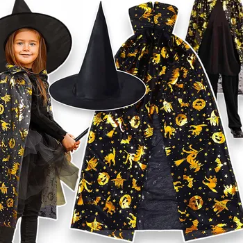 Karnevalový kostým HALLOWEENSKÝ KOSTÝM: PLÁŠŤ ČARODĚJNICE + KLOBOUK ČARODĚJNICE SADA 2v1