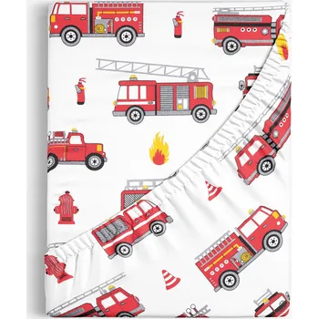 Prostěradlo Dětské bavlněné napínací prostěradlo - Hasičská auta 140 x 200 cm