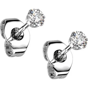 Náušnice Ocelové náušnice - čiré zirkony 2 mm