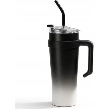 Termoska TERMOHRNEK ČERNÝ LAHEV NA PITÍ VELKÁ DO AUTA TERMOSKA SE SLÁMKOU 1200 ML