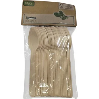 Příbor DŘEVĚNÉ LŽIČKY 30 KUSŮ NA JEDNO POUŽITÍ PŘÍBORY NA OSLAVU GRILOVÁNÍ EKOLOGICKÉ