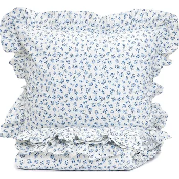 Povlečení Povlečení MELANIE bavlněné s volánkem, modré květy, 160x200 cm HOMLA