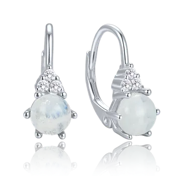 Souprava šperků MINET Elegantní stříbrné náušnice s měsíčním kamenem a zirkony