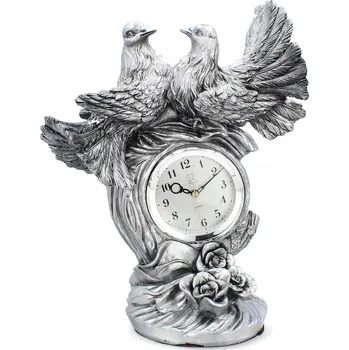 Hodiny LIVELLO Krbové hodiny stojací keramické retro stříbrné 32 cm velké HOLUBICE