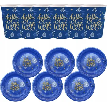 Party nádobí Talířky 18 cm + Kelímky 250 ml Papírové Vánoční Hello Winter GODAN