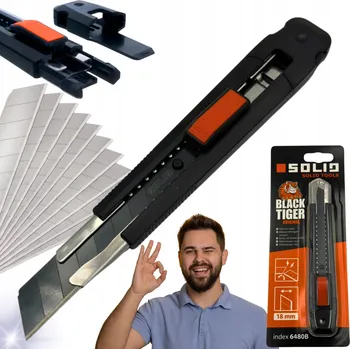 Pracovní nůž NŮŽ ČALOUNICKÝ NŮŽ NA TAPETY ODLAMOVACÍ ČEPEL 18 MM PEVNÝ + ČEPELE