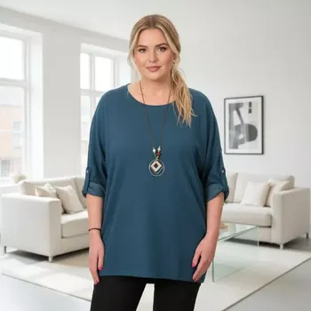 Dámské oblečení Dámský petrol svetr uni velikost XL - 4XL T1358