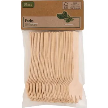 Příbor Dřevěné vidličky 30 KUSŮ NA JEDNO POUŽITÍ PŘÍBORY NA OSLAVU GRIL EKOLOGICKÉ