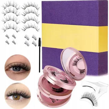 Umělé řasy 3D MAGNETICKÉ ŘASY DLOUHÉ UMĚLÉ ŘASY ČERNÉ OBJEM 8 PÁRŮ + PINZETA